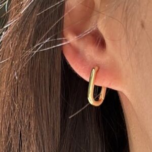 925 Sterling Silver & Gold plated Minimalist Square Mini Hoop Earrings— New!